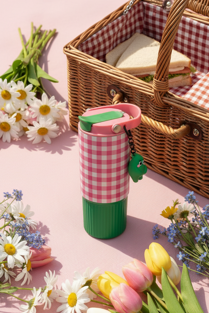 Sip & Sling Crossbody Sipper (Green & Pink) 700ml